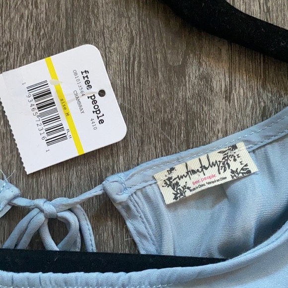 Size M Free People Pretty Chambray Pretty Please Bodysuit - Picture 5 of 6